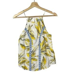 Anthropologie Maeve Yellow & White Wheat High Neck Tank Top XXS